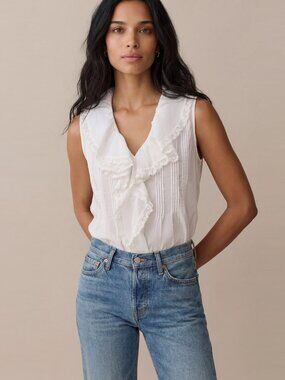 NWT Ruffle  Eyelet White Top